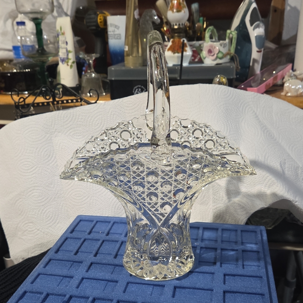 Elegant Clear Glass Art Basket